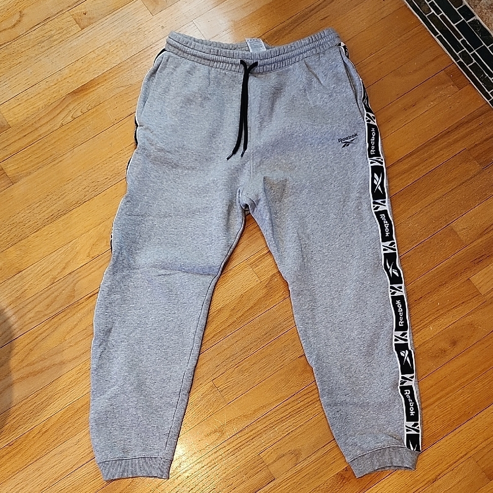 Mens Reebok Gray Joggers with Black Accents